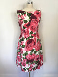 BRAND NEW PHASE EIGHT WHITE,PINK & GREEN FLORAL PRINT SLEEVELESS BERGAMOT DRESS SIZE 12