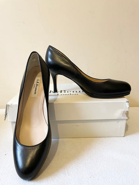 LK BENNETT SYBILA BLACK LEATHER HEELS SIZE 4.5/37.5