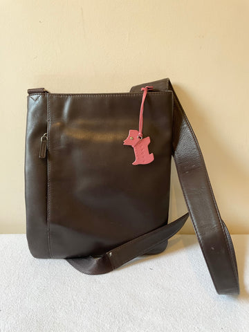 RADLEY DARK BROWN LEATHER CROSS BODY BAG