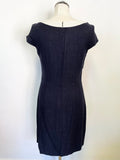 HOBBS NAVY BLUE & WHITE TRIMMED CAP SLEEVE SHEATH DRESS SIZE 12