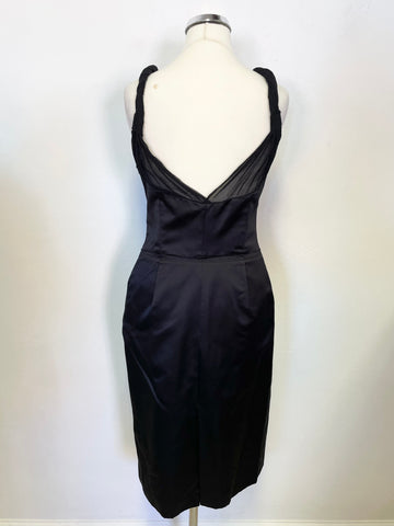 PRADA BLACK SILK STRAPPY SPECIAL OCCASION / COCKTAIL PENCIL DRESS SIZE 42 UK 10