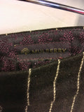 MULBERRY DARK BROWN PINSTRIPE WOOL & ANGORA PINSTRIPE TROUSERS SIZE 10