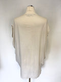 STELLA MCCARTNEY CREAM & BLACK ZEBRA PRINT SHORT SLEEVE LONG TOP SIZE 46 UK 14/16