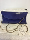 BRAND NEW LK BENNETT SYBILA UKTRA BLUE SAFFIANO PATENT HEELS & MATCHING CLUTCH / SHOULDER BAG SIZE 5.5/38.5