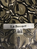 LK BENNETT BROWN & WHITE PRINT SILK WRAP DRESS SIZE 10