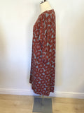 SEASALT CORNWALL GREY & TERRACOTTA FLORAL PRINT STRETCH JERSEY DRESS SIZE 16