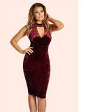 JESSICA WRIGHT ROXANNE DEEP RED CRUSHED VELVET PENCIL DRESS SIZE 14