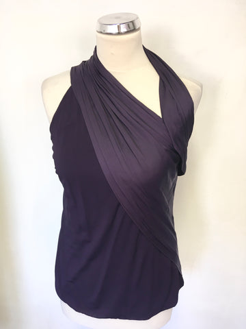 BRAND NEW KAREN MILLEN PURPLE ASYMMETRIC NECKLINE SLEEVELESS TOP SIZE 10