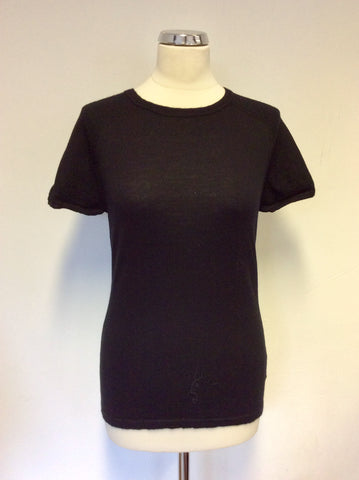 PAUL COSTELLOE BLACK LABEL BLACK MERINO WOOL SHORT SLEEVE JUMPER SIZE M