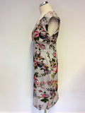 JOULES LIGHT GREY FLORAL PRINT COTTON PENCIL DRESS SIZE 10