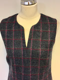 LAURA ASHLEY GREY CHECK QUALITY WOOL PINAFORE STYLE DRESS SIZE 12