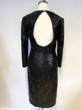 HOBBS INVITATION BLACK SEQUINNED 3/4 SLEEVE COCKTAIL DRESS SIZE 12