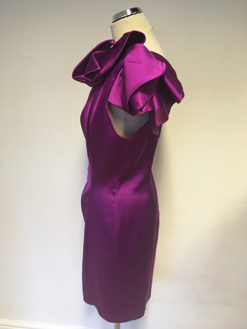 KAREN MILLEN FUCHSIA PINK MATT SATIN SPECIAL OCCASION DRESS SIZE 16