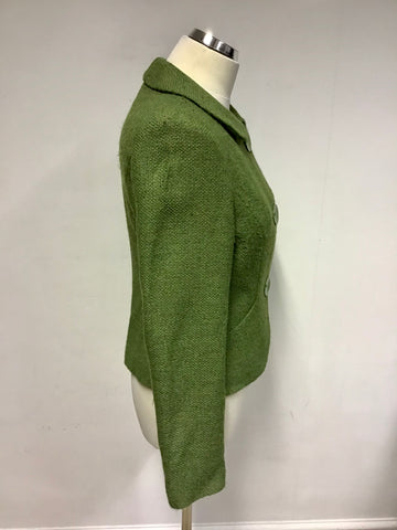 LK BENNETT GREEN WOOL BLEND JACKET SIZE 10