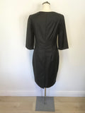 LK BENNETT GREY 100% WOOL 3/4 SLEEVE PENCIL DRESS SIZE 12