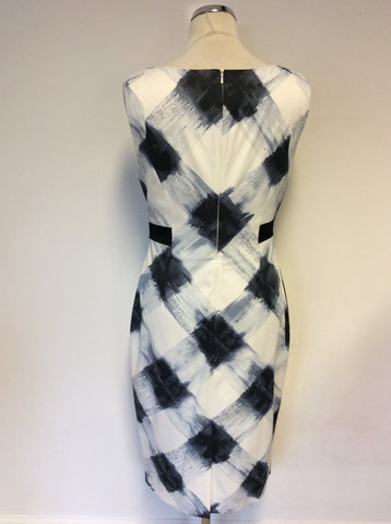 KAREN MILLEN BLUE & WHITE PRINT PENCIL DRESS SIZE 14