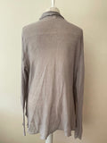 SENAS GREY LINEN DUAL LAYER DRAPED FRONT LONG LINE CARDIGAN SIZE L