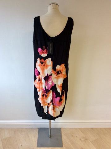 BRAND NEW POMODORO BLACK ORCHID PRINT SHIFT DRESS SIZE 20