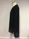 ICHI BLACK COLLARLESS OVERSIZE LONG SLEEVE SHIRT SIZE S