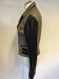 OUI BLACK & BROWN SOFT LEATHER ZIP UP BIKER JACKET SIZE 14