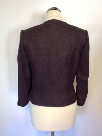 HOBBS DARK BROWN LINEN BLEND JACKET SIZE 10