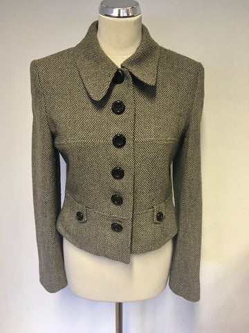 HOBBS BROWN FLECK WOOL BLEND JACKET & SKIRT SUIT SIZE 12