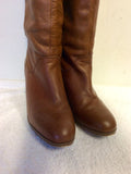 JOULES TAN LEATHER KNEE HIGH HEELED BOOTS SIZE 7/40