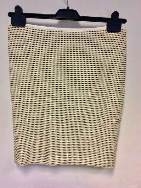 MARCCAIN BLACK,WHITE & BEIGE ZIP REAR PENCIL SKIRT SIZE N2 UK 10/12