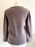 CELTIC & CO BROWN  SCOOP NECKLINE BUTTON TRIM LONG SLEEVE WOOL JUMPER SIZE M