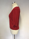 TOMMY HILFIGER RED SILK BLEND SHORT SLEEVE CARDIGAN SIZE L