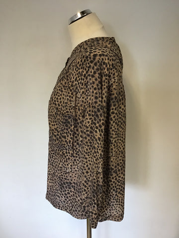 TWENTY8TWELVE BROWN ANIMAL PRINT SILK BLOUSE SIZE 10