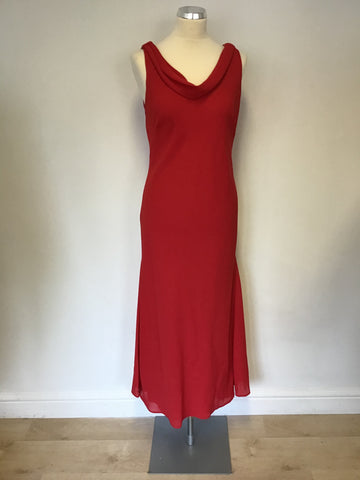 ROMAN ORIGINALS RED COWL NECKLINE LONG EVENING DRESS SIZE 14