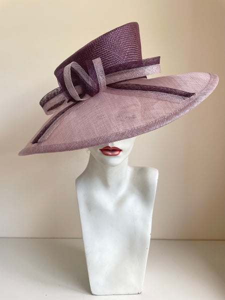 DEBUT AMETHYST & DUSKY PINK BOW TRIM FORMAL HAT