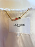 LK BENNETT IVORY COTTON WIDE COLLAR BELTED KNEE LENGTH COAT SIZE 14