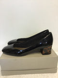 MARKS & SPENCER BLACK PATENT WITH TORTOISE SHELL HEELS SIZE 7/40