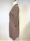 CATH KIDSTON MULTI COLOURED DITSY FLORAL PRINT 3/4 SLEEVE STRETCH JERSEY DRESS SIZE 16