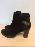 CAPRICE BLACK SUEDE & LEATHER ANKLE BOOTS SIZE 4.5/37.5