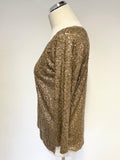 J CREW BRONZE SEQUINNED 3/4 SLEEVE TOP SIZE S