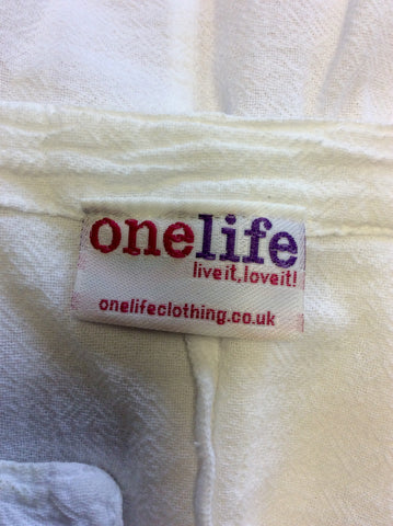 ONE LIFE WHITE COTTON OVERSIZE LAGENLOOK TOP SIZE M