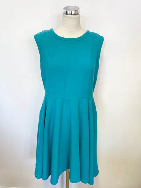 WHISTLES TURQUOISE SLEEVELESS FIT & FLARE DRESS SIZE 14