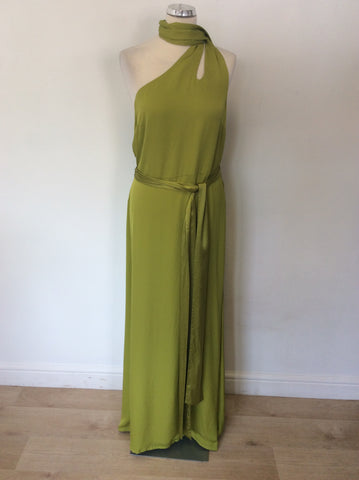 YASMIN LE BON LIME GREEN SILK LONG SPECIAL OCCASION DRESS SIZE 16