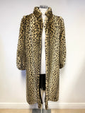 ASTRAKA FAUX FUR LEOPARD PRINT FAUX FUR KNEE LENGTH COAT SIZE 10