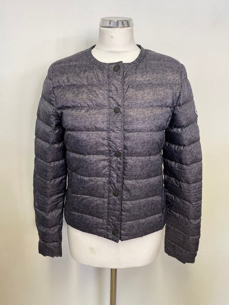 PUFFA DARK GREY FEATHER & DOWN FILLED COLLARLESS LIGHTWEIGHT JACKET SIZE S UK 10