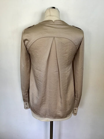 KAREN MILLEN BEIGE ZIP TOP LONG SLEEVE BLOUSE SIZE 8