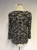 HOBBS BLACK & CREAM PRINT 3/4 SLEEVE TOP SIZE XL