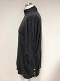 MINT VELVET CHARCOAL GREY RELAXED FIT BUTTON CUFF LONG SLEEVE JUMPER SIZE M