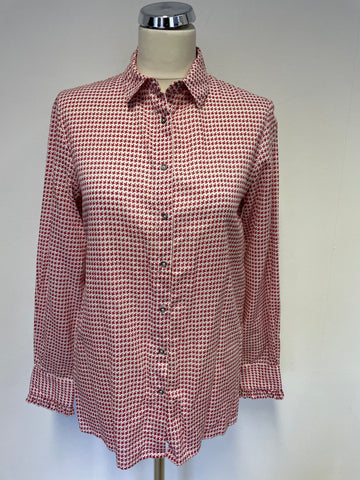 BRORA RED & WHITE PRINT COTTON LONG SLEEVE SHIRT SIZE 10