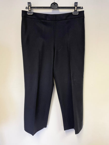 JIGSAW NAVY BLUE WOOL BLEND CROP TROUSERS SIZE 10