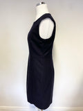 HOBBS NAVY BLUE WOOL BLEND SLEEVELESS PENCIL DRESS SIZE 14