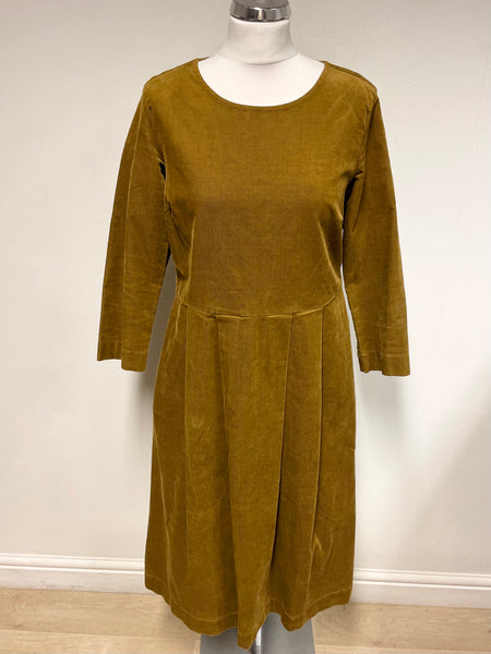 THOUGHT BROWN FINE CORDUROY 3/4 SLEEVE MIDI DRESS SIZE 10